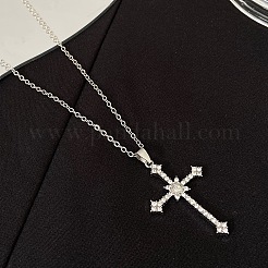 Lega piena di cristallo strass religione croce pendente catena cavo collane per le donne&nbsp;PW-WG8E4F5-01