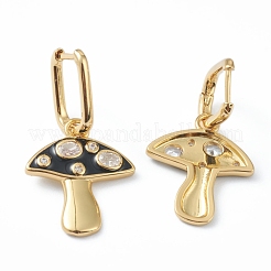 Boucles d'oreilles huggie huggie en laiton micro pave clair&nbsp;EJEW-L234-070G