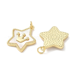 Messing-Anhänger mit natürlichem Muschel-Pavé&nbsp;KK-L239-036G