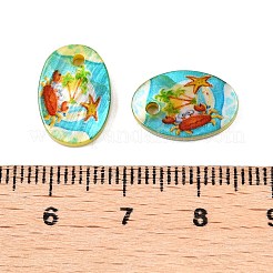 Natürliche Süßwassermuschel doppelseitig bedruckte ovale Anhänger&nbsp;SHEL-T020-05B