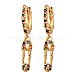 Pendientes de aro de circonita cúbica con micro pavé de latón&nbsp;EJEW-F384-15G-02