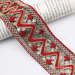 10 Yards Polyester-Stickerei-Spitzenband mit Pailletten&nbsp;PW-WG94215-01