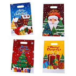50 Stück 4 Stile Weihnachtsdruck-Zellophan-Verpackungsbeutel mit Lochgriffen&nbsp;ABAG-C013-06