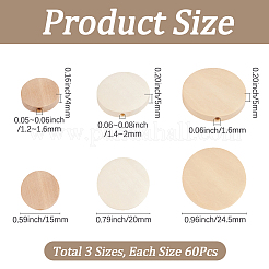 180pcs 3 styles de perles en bois&nbsp;WOOD-SP0002-04