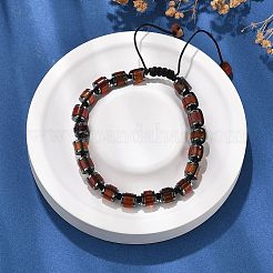 Bracciali regolabili con perline intrecciate in corniola naturale ed ematite sintetica non magnetica&nbsp;BJEW-Z090-01D
