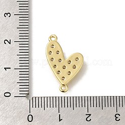 Dijes de conector de corazón de circonita cúbica transparente de latón chapado en rack&nbsp;KK-Z086-05G