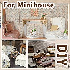 Mini maison de poupée salon chambre papier peint&nbsp;DIY-WH0504-841A-03