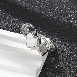 Bagues en émail avec coeur et aile&nbsp;RJEW-G337-05P-02