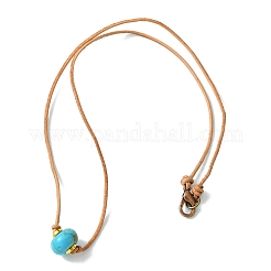 Rondell synthetische türkis europäische Perle Rindsleder Lederband Halsband Halsketten&nbsp;NJEW-JN04984