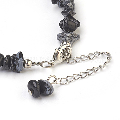 Natürliche Schneeflocke Obsidian Chip Perlen Fußkettchen&nbsp;AJEW-AN00229-04