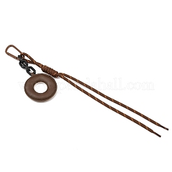5 ciondolo decorativo a forma di ciambella in pelle PU e corda in poliestere&nbsp;HJEW-JM04427