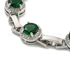 Bracelets à maillons ronds plats en laiton pavé de zircone cubique pour femmes&nbsp;BJEW-H604-02P-01