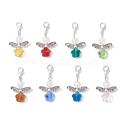 Décorations suspendues en verre en forme d'ange fleuri&nbsp;HJEW-JM03594