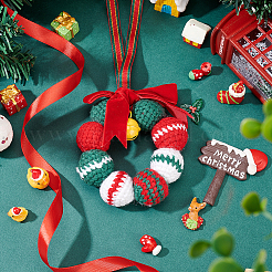 Guirlande de noël au crochet avec des décorations suspendues de cloche&nbsp;HJEW-WH0007-13