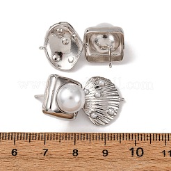 Boucles d'oreilles pendantes carrées en laiton en forme de coquillage&nbsp;EJEW-H165-01B-P
