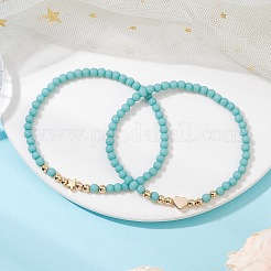 2 ensemble de bracelets extensibles en perles de verre de 2 styles pour femmes&nbsp;BJEW-JB11373-05