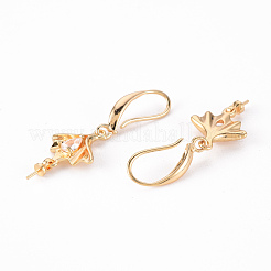 Crochets d'oreilles en laiton avec micro pave zircone cubique transparente&nbsp;KK-T062-120G-NF
