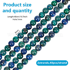 2 Strang natürliche Chrysokoll- und Lapislazuli-Perlenstränge&nbsp;G-GO0001-38A