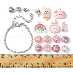 DIY Cartoon Harz & Legierung europäischen Perlen Armbänder Herstellung Kits&nbsp;DIY-FS0007-21