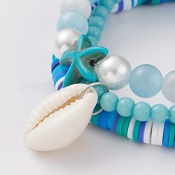 3pcs 3 Arten Heishi-Perlen aus Fimo dehnen stapelbare Armbänder-Sets&nbsp;BJEW-JB05915