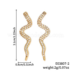 Pendientes de serpiente con circonitas cúbicas transparentes y latón brillante&nbsp;AB3395-2