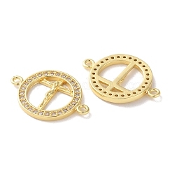 Dije de conector de cruz de Jesús con circonita cúbica de latón chapado en rack&nbsp;KK-C084-01H-G