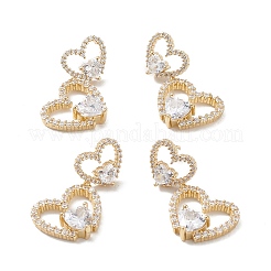 Clous d'oreilles en forme de cœur avec zircons cubiques transparents&nbsp;EJEW-M216-05G