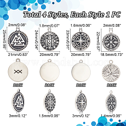 4 colgante de runa valknut nórdica de acero inoxidable 304 de 4 estilos&nbsp;STAS-DC0012-48