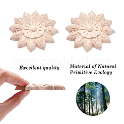 Bois de caoutchouc massif naturel sculpté onlay applique artisanat&nbsp;WOOD-GF0001-29