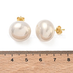 Pendientes de botón de imitación de perlas de latón y plástico ABS para mujer&nbsp;PL-CBA760A-14C-G02