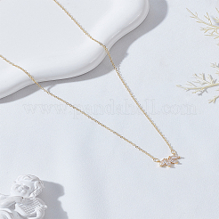 1 Stück Halsketten mit Blumenanhänger aus Messing mit Kristall-Strass für Damen&nbsp;NJEW-LP0009-49