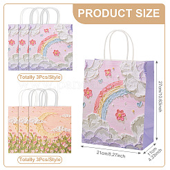 6 sac cadeau en papier imprimé de fleurs bicolores&nbsp;ABAG-TAD0001-02
