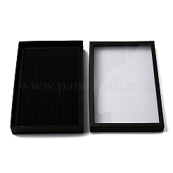 Scatole di presentazione ad anello di carta nera rettangolare a 100 fessura con coperchio trasparente&nbsp;RDIS-WH0006-29A