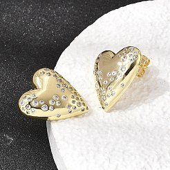 Valentinstag-Ohrstecker aus Messing mit klaren Zirkonia für Damen&nbsp;EJEW-A162-08G