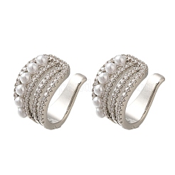Orecchini a polsino in ottone placcato a cremagliera con micro pavé di zirconi cubici&nbsp;EJEW-H143-29P