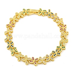 Gestellplattierung Messing Pavé Zirkonia Schmetterling Link Armbänder für Frauen&nbsp;BJEW-B110-05G