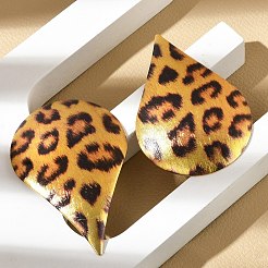 Boucles d'oreilles pendantes en alliage à imprimé léopard&nbsp;EJEW-K304-01E-G