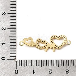 Herz Messing Micro Pave klare Zirkonia Verbinder Charms&nbsp;KK-CJC0013-14B-G-RS