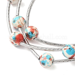 Braccialetti multifilo con perline turchesi sintetiche rotonde per donna&nbsp;BJEW-JB12335-01