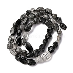 Natur schwarz Rutilquarz Perlen Stränge&nbsp;G-R445-6x8-18
