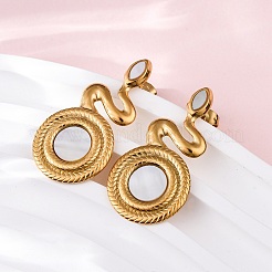 Pendientes de concha blanca natural de acero inoxidable 304&nbsp;EJEW-Z103-03G-02