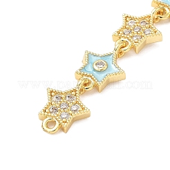 Dijes de conector de estrella con micropavé de latón y circonita cúbica transparente&nbsp;KK-H539-16G-05