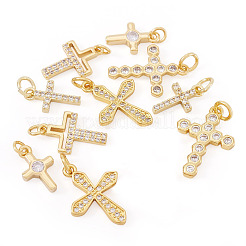 10 pz 5 pendenti in ottone con micro pavé di zirconi cubici&nbsp;KK-TA0002-05
