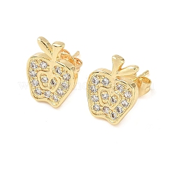 Orecchini a bottone in ottone con micro pavé di zirconi cubici trasparenti&nbsp;EJEW-Z144-24G