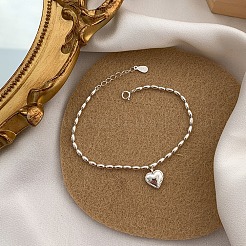 Bracelets à breloques en laiton coeur pour femme&nbsp;FS-WGC35CA-01