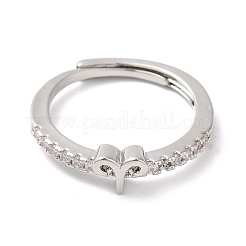 Anelli regolabili costellati in ottone con placcatura a cremagliera con zirconi trasparenti da donna&nbsp;RJEW-S407-08P-06