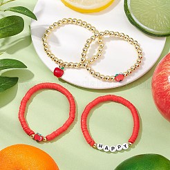 4 pz 4 stili disco fatto a mano in argilla polimerica e placcato oro perline sintetiche non magnetiche ematite braccialetti elastici perline per le donne&nbsp;BJEW-JB11380