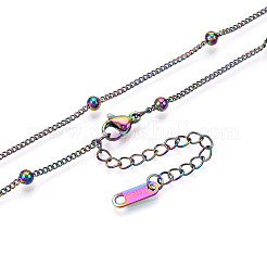 Collar de cadena satélite de acero inoxidable 304 con revestimiento iónico (IP) para hombres y mujeres&nbsp;NJEW-E076-01M