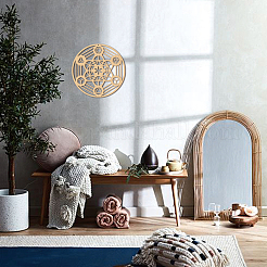 Escultura de pared de madera cortada con láser con tema de chakra&nbsp;WOOD-WH0113-039