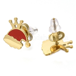 Boucles d'oreilles à tige en acier inoxydable 304 avec placage ionique (IP) et émail&nbsp;EJEW-I316-03G-10